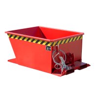 Bauer Kippbehälter mit Seilzug zu öffnen 0,3 m³ - max. 750 kg - Stahl lackiert - RAL 3000 Feuerrot