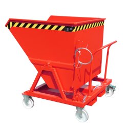 Bauer Kippmulde mit Einfahrtaschen 0,7 m³ - max. 1000 kg - Stahl lackiert - RAL 3000 Feuerrot