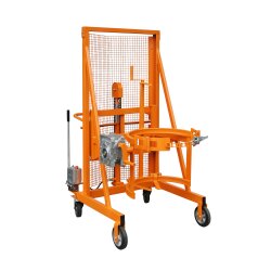 Bauer Fass Liftomat für 1 x 110-220 Liter Fässer - Hydraulische Ausführung mit Handpumpe - Stahl lackiert - RAL 2000 Gelborange