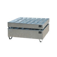 Bauer Auffangwanne für 2 x 200 Liter Fässer - 120 x 80 cm - mit Profilrost - mit Stützfüßen - Stahl - feuerverzinkt