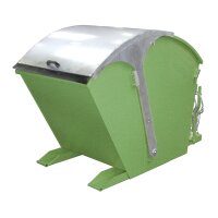 Bauer Kippbehälter mit Runddeckel 1,0 m³ - max. 1500 kg - Stahl lackiert - RAL 6011 Resedagrün