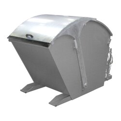 Bauer Kippbehälter mit Runddeckel 1,0 m³ - max. 1500 kg - Stahl lackiert - RAL 7005 Mausgrau