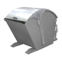 Bauer Kippbehälter mit Runddeckel 1,0 m³ - max. 1500 kg - Stahl lackiert - RAL 7005 Mausgrau