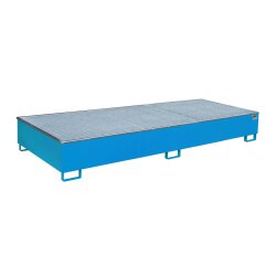 Bauer Regalwanne mit PE Einlage für aggressive Medien - 3265 x 1315 x 385 mm - mit Gitterrost - Stahl - lackiert - RAL 5012 Lichtblau