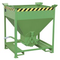 Bauer Silobehälter 0,37 m³ mit Einfahrtaschen ohne Schiebeverschluss  - Stahl - lackiert - RAL 6011 Resedagrün