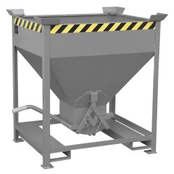 Bauer Silobehälter 0,37 m³ mit Einfahrtaschen ohne Schiebeverschluss  - Stahl - lackiert - RAL 7005 Mausgrau