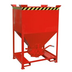 Bauer Silobehälter 0,6 m³ mit Einfahrtaschen ohne Schiebeverschluss  - Stahl - lackiert - RAL 3000 Feuerrot