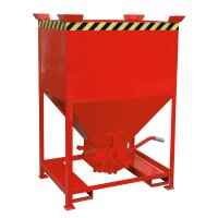 Bauer Silobehälter 0,6 m³ mit Einfahrtaschen ohne Schiebeverschluss  - Stahl - lackiert - RAL 3000 Feuerrot