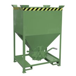 Bauer Silobehälter 0,6 m³ mit Einfahrtaschen ohne Schiebeverschluss  - Stahl - lackiert - RAL 6011 Resedagrün