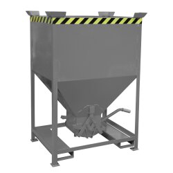 Bauer Silobehälter 0,6 m³ mit Einfahrtaschen ohne Schiebeverschluss  - Stahl - lackiert - RAL 7005 Mausgrau