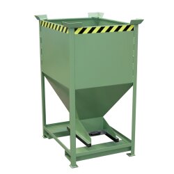 Bauer Silobehälter 0,6 m³ mit Einfahrtaschen mit Schiebeverschluss  - Stahl - lackiert - RAL 6011 Resedagrün