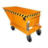 Bauer Niedrige wasserdichte Späne Kippmulde mit Sieb 0,25 m³ - max. 300 kg - Stahl - lackiert - RAL 2000 Gelborange