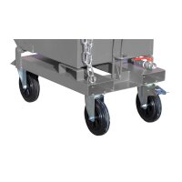 Bauer Niedrige wasserdichte Späne Kippmulde mit Sieb 0,25 m³ - max. 300 kg - Stahl - lackiert - RAL 7021 Schwarzgrau