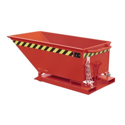 Bauer Niedrige wasserdichte Späne Kippmulde mit Sieb 0,25 m³ - max. 300 kg - Stahl - lackiert - RAL 3000 Feuerrot