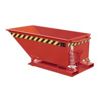 Bauer Niedrige wasserdichte Späne Kippmulde mit Sieb 0,25 m³ - max. 300 kg - Stahl - lackiert - RAL 3000 Feuerrot