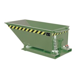 Bauer Niedrige wasserdichte Späne Kippmulde mit Sieb 0,25 m³ - max. 300 kg - Stahl - lackiert - RAL 6011 Resedagrün