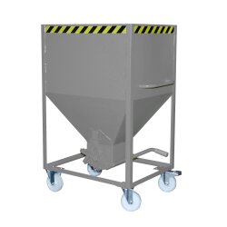 Bauer Silobehälter 0,6 m³ 2 Lenk- und 2 Bockrollen ohne Schiebeverschluss  - Stahl - lackiert - RAL 7005 Mausgrau