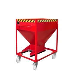 Bauer Silobehälter 0,37 m³ mit Einfahrtaschen mit Schiebeverschluss  - Stahl - lackiert - RAL 3000 Feuerrot