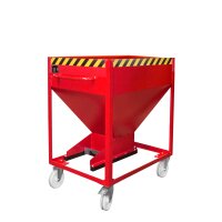 Bauer Silobehälter 0,37 m³ mit Einfahrtaschen mit Schiebeverschluss  - Stahl - lackiert - RAL 3000 Feuerrot