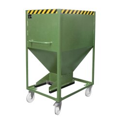 Bauer Silobehälter 0,6 m³ 2 Lenk- und 2 Bockrollen mit Schiebeverschluss  - Stahl - lackiert - RAL 6011 Resedagrün