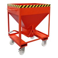 Bauer Silobehälter 0,37 m³ Rollbar mit Einfahrtaschen ohne Schiebeverschluss  - Stahl - lackiert - RAL 3000 Feuerrot