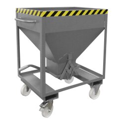 Bauer Silobehälter 0,37 m³ Rollbar mit Einfahrtaschen ohne Schiebeverschluss  - Stahl - lackiert - RAL 7005 Mausgrau