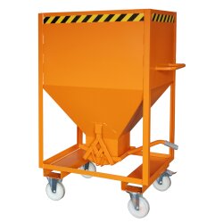 Bauer Silobehälter 0,6 m³ Rollbar mit Einfahrtaschen ohne Schiebeverschluss  - Stahl - lackiert - RAL 2000 Gelborange