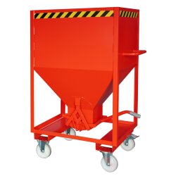 Bauer Silobehälter 0,6 m³ Rollbar mit Einfahrtaschen ohne Schiebeverschluss  - Stahl - lackiert - RAL 3000 Feuerrot