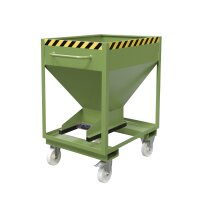 Bauer Silobehälter 0,37 m³ Rollbar mit Einfahrtaschen mit Schiebeverschluss  - Stahl - lackiert - RAL 6011 Resedagrün