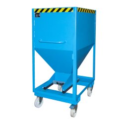 Bauer Silobehälter 0,6 m³ Rollbar mit Einfahrtaschen mit Schiebeverschluss  - Stahl - lackiert - RAL 5012 Lichtblau