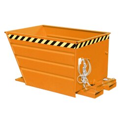 Bauer Kippbehälter mit Hebelverschluss 0,9 m³ - max. 1000 kg - Stahl - lackiert - RAL 2000 Gelborange