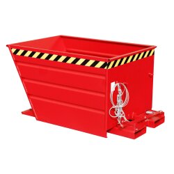 Bauer Kippbehälter mit Hebelverschluss 0,9 m³ - max. 1000 kg - Stahl - lackiert - RAL 3000 Feuerrot