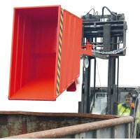 Bauer Kippbehälter mit Hebelverschluss 0,9 m³ - max. 1000 kg - Stahl - lackiert - RAL 3000 Feuerrot