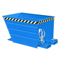 Bauer Kippbehälter mit Hebelverschluss 0,9 m³ - max. 1000 kg - Stahl - lackiert - RAL 5012 Lichtblau
