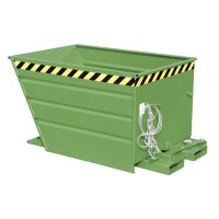 Bauer Kippbehälter mit Hebelverschluss 0,9 m³ - max. 1000 kg - Stahl - lackiert - RAL 6011 Resedagrün