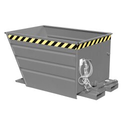 Bauer Kippbehälter mit Hebelverschluss 0,9 m³ - max. 1000 kg - Stahl - lackiert - RAL 7005 Mausgrau