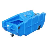 Bauer Fahrbare PE Auffangwanne für 1 x 200 Liter Fass - Spritzschutz - 3 Rollen - Sicherung durch Haltegurt