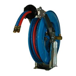 Automatischer Schlauchaufroller - Doppelschlauch - für Gas und Sauerstoff - 10 Meter - Innen Ø 6/6 mm  - für Gas und Sauerstoff