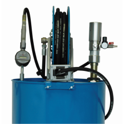 Getriebeölabgabeset - stationär - pneumatische Pumpe - Förderleistung max 5 Ltr./min. - Schlauchaufroller mit 10 Meter Schlauch