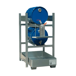 Fassregal mit Bodenwanne für 2 x 60 Liter Fässer