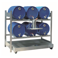 Fassregal mit Bodenwanne für 6 x 60 Liter Fässer