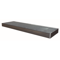 Auffangwanne für 4 x 200 Liter Fässer - 240 Liter - 2400 x 800 x 120 mm (LxBxH) - ohne Füße - verzinkt