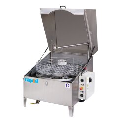 Edelstahl Teilewaschgerät / Industriewaschmaschine TWA 280 - runder Waschkorb Ø 115 cm - Inhalt 280 Liter - Traglast 350 kg - max. 60°C - Waschzeiten: 0- 60 min