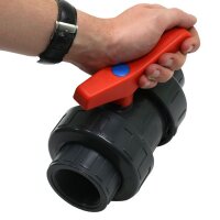 6430 - CEMO Kunststoff-Kugelhahn (PVC) - 3" IG - für GFK- und PE-Fässer