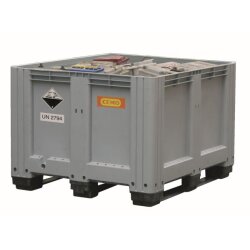 8322 - CEMO 610l PE-Altbatterie-Box - bis 600 kg belastbar - stapelbar - grau - 3 Auflagekufen