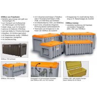 10132 - CEMO 150l CEMbox - Tragf&auml;higkeit 100 kg - gelb - stapelbar - Etikettentasche
