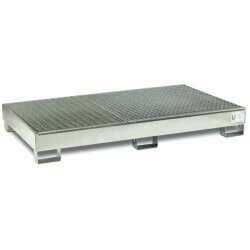 10407 - CEMO Auffangwanne für 6 x 200 Liter Fässer - 308 Liter -  SW6 - bis 2400 kg belastbar - verzinkt - mit verzinktem Gitterrost