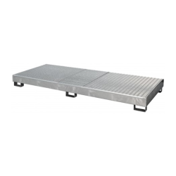 10409 - CEMO Auffangwanne für 10 x 200 Liter Fässer - 462 Liter - SW10 - bis 4000 kg belastbar - verzinkt - mit verzinktem Gitterrost