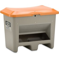 10568 - CEMO 200l Streugutbehälter - mit Entnahmeöffnung u. Staplertaschen - grau/orange