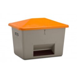 10899 - CEMO 700l Streugutbehälter - grau/orange - mit Entnahmeöffnung - Vandalismusdeckel